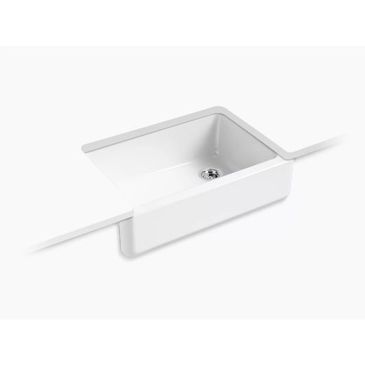 Whitehaven 21.56" x 31" x 9.63" Enameled Cast Iron Single Basin Tall Farmhouse Apron Kitchen Sink in White