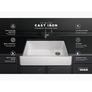 Whitehaven 21.56' x 31' x 9.63' Enameled Cast Iron Single Basin Tall Farmhouse Apron Kitchen Sink in White