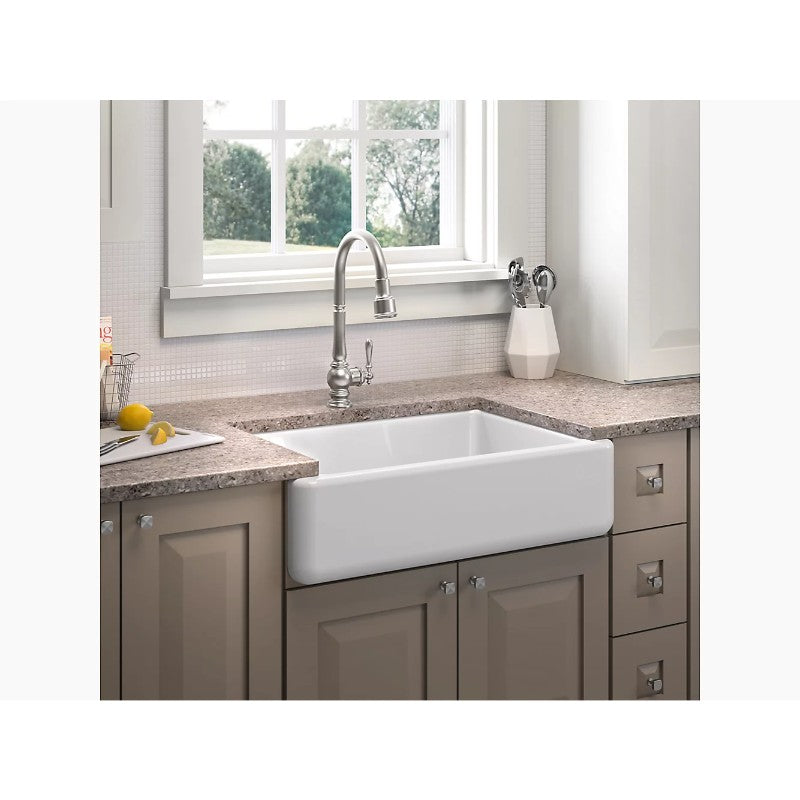 Whitehaven 21.56' x 31' x 9.63' Enameled Cast Iron Single Basin Tall Farmhouse Apron Kitchen Sink in White