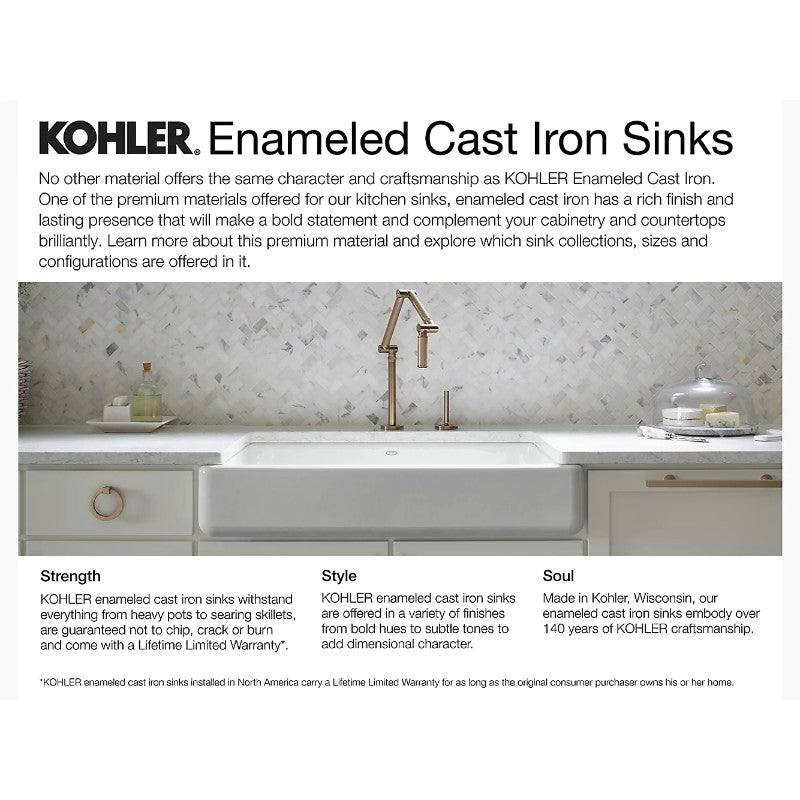 Whitehaven 21.56' x 31' x 9.63' Enameled Cast Iron Single Basin Tall Farmhouse Apron Kitchen Sink in White