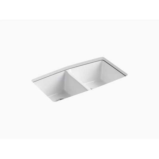 Brookfield 22" x 33" x 9.63" Enameled Cast Iron Double Basin Undermount Kitchen Sink in White