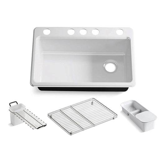 Riverby 22" x 33" x 9.63" Enameled Cast Iron Single Basin Undermount Kitchen Sink in White