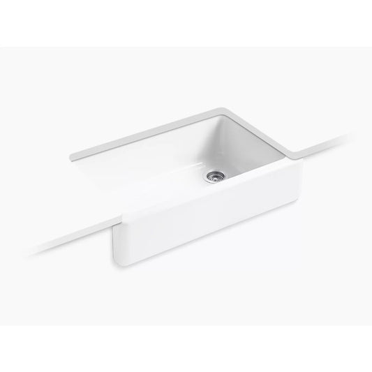 Whitehaven 21.56" x 35.69" x 9.63" Enameled Cast Iron Single Basin Farmhouse Apron Kitchen Sink in White