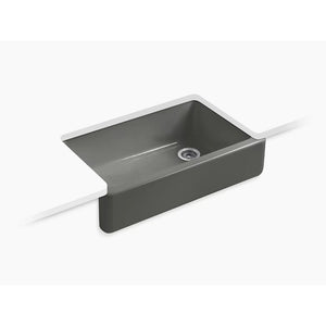 Whitehaven 21.56' x 35.69' x 9.63' Enameled Cast Iron Single Basin Farmhouse Apron Kitchen Sink in Thunder Grey