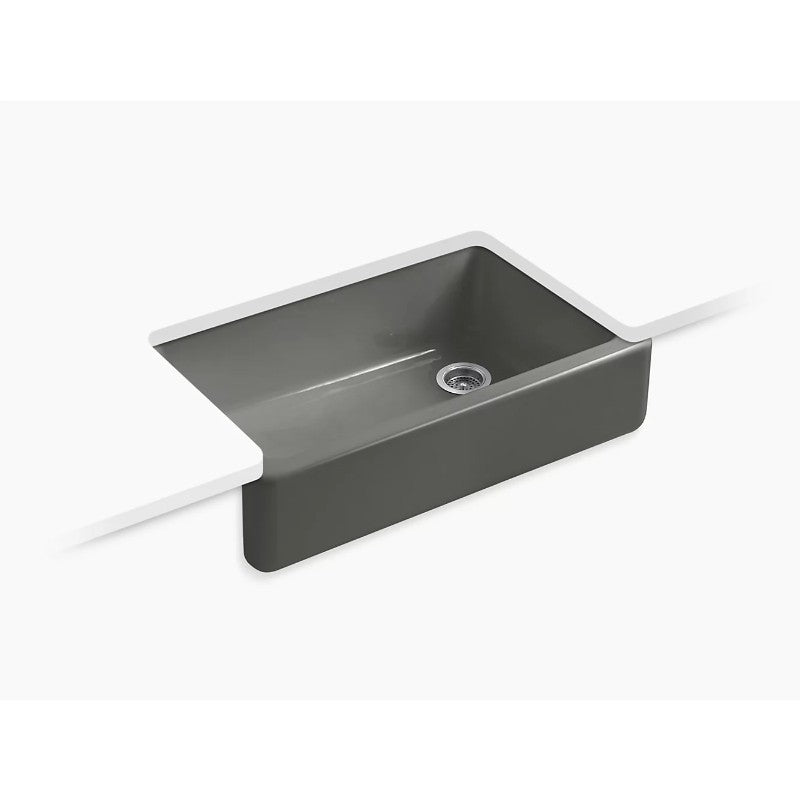 Whitehaven 21.56' x 35.69' x 9.63' Enameled Cast Iron Single Basin Farmhouse Apron Kitchen Sink in Thunder Grey