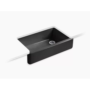 Whitehaven 21.56' x 35.69' x 9.63' Enameled Cast Iron Single Basin Farmhouse Apron Kitchen Sink in Black Black