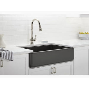 Whitehaven 21.56' x 35.69' x 9.63' Enameled Cast Iron Single Basin Farmhouse Apron Kitchen Sink in Black Black