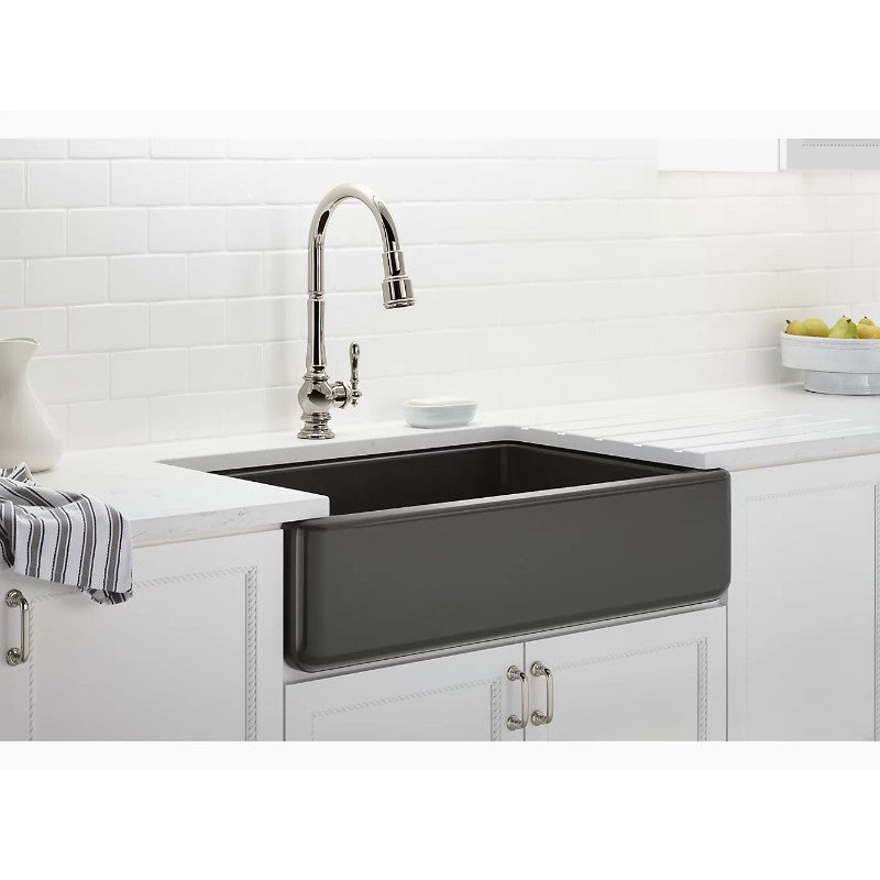 Whitehaven 21.56' x 35.69' x 9.63' Enameled Cast Iron Single Basin Farmhouse Apron Kitchen Sink in Black Black