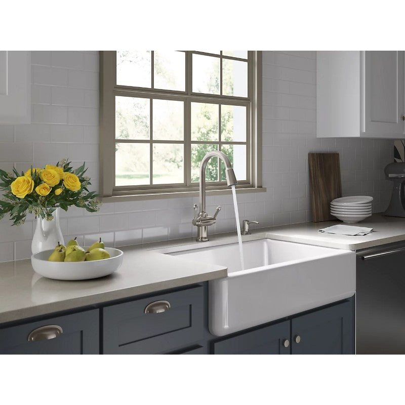 Whitehaven 21.56' x 35.69' x 9.63' Enameled Cast Iron Single Basin Farmhouse Apron Kitchen Sink in Biscuit