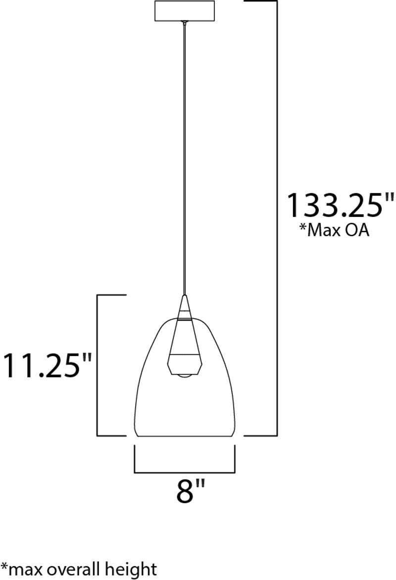 Sven 8' Single Light Pendant in Polished Chrome and Silver