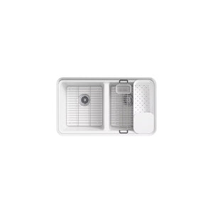 Riverby 22' x 33' x 9.63' Enameled Cast Iron Double Basin Undermount Kitchen Sink in White