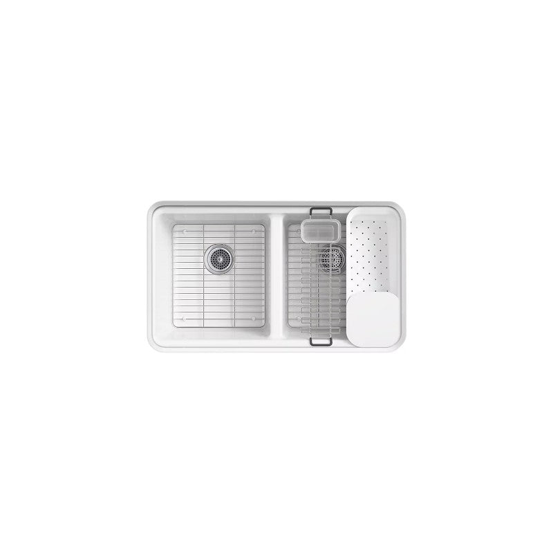 Riverby 22' x 33' x 9.63' Enameled Cast Iron Double Basin Undermount Kitchen Sink in White