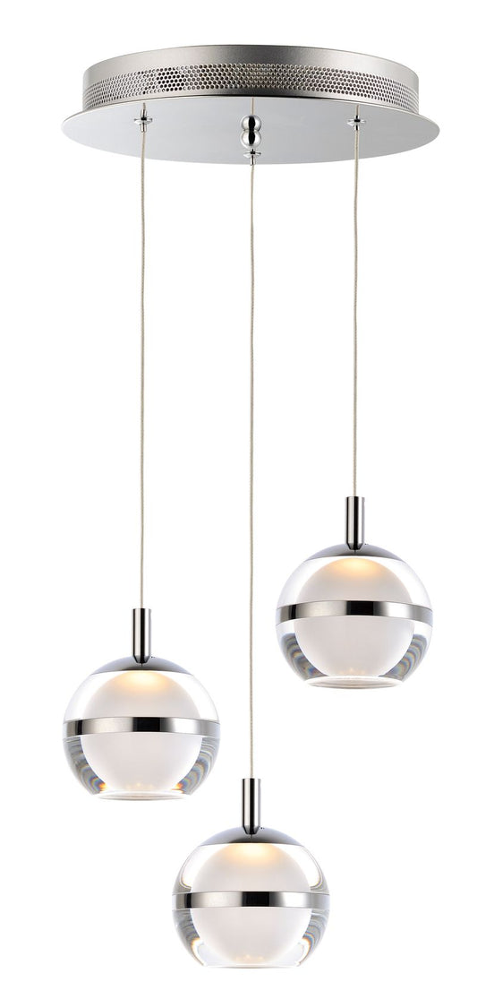 Swank 11.75" 3 Light Multi-Light Pendant in Polished Chrome