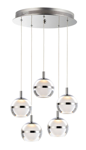 Swank 15' 5 Light Multi-Light Pendant in Polished Chrome