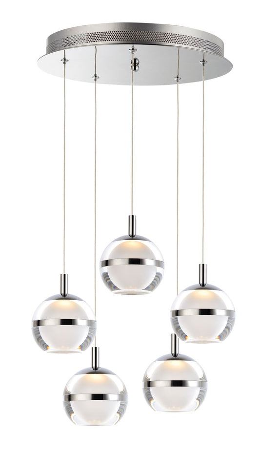 Swank 15" 5 Light Multi-Light Pendant in Polished Chrome