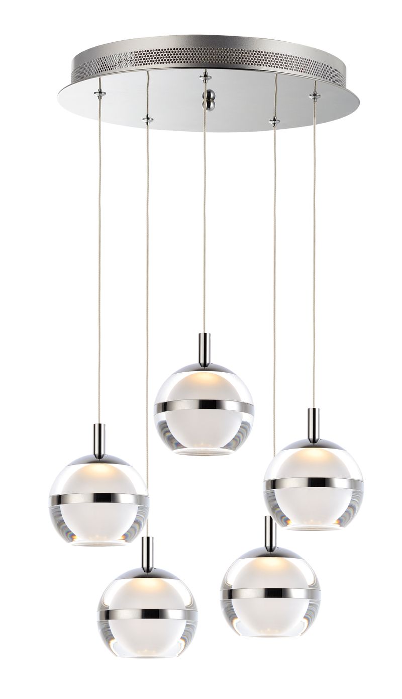 Swank 15' 5 Light Multi-Light Pendant in Polished Chrome