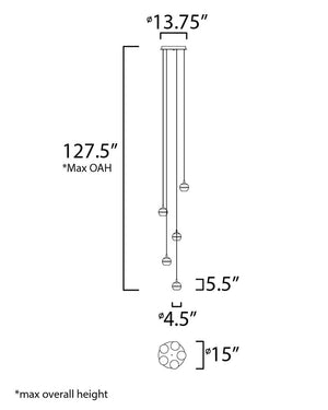 Swank 15' 5 Light Multi-Light Pendant in Polished Chrome