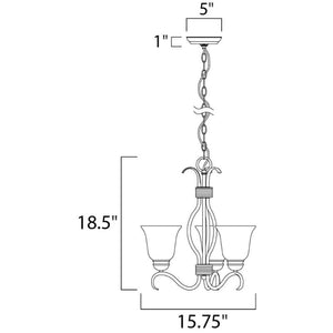Basix 15.75' 3 Light Mini Chandelier Single-Tier Chandelier in Satin Nickel
