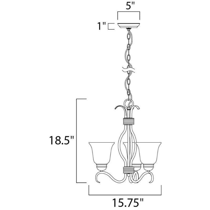 Basix 15.75' 3 Light Mini Chandelier Single-Tier Chandelier in Satin Nickel