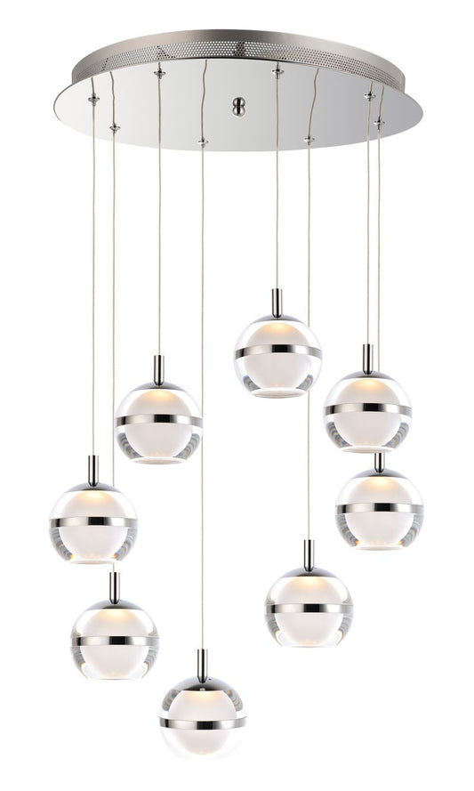 Swank 19" 8 Light Multi-Light Pendant in Polished Chrome