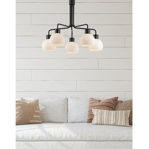 Coraline 26.75' 5 Light Single-Tier Chandelier in Black