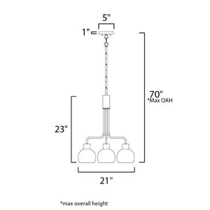 Coraline 21' 3 Light Single-Tier Chandelier in Bronze Rupert