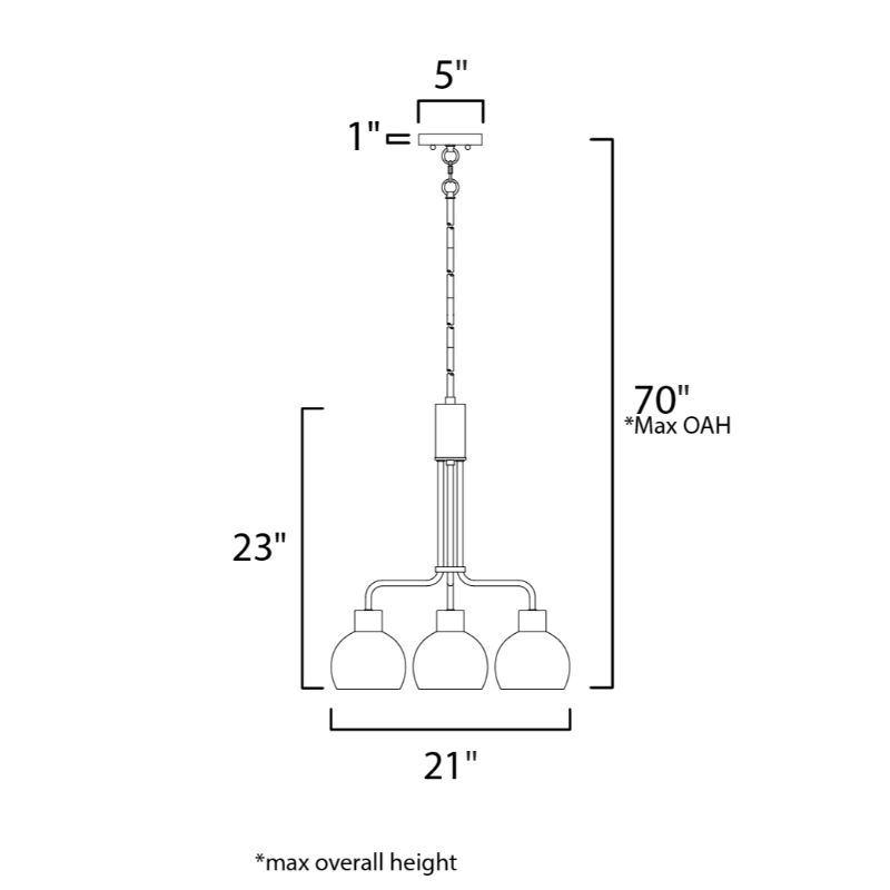 Coraline 21' 3 Light Single-Tier Chandelier in Satin Nickel