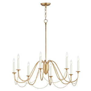 Plumette 36' 8 Light Suspension Chandelier in Gold Leaf