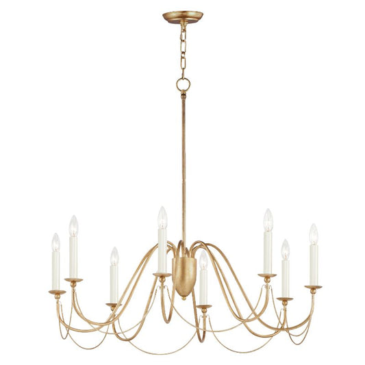 Plumette 36" 8 Light Suspension Chandelier in Gold Leaf