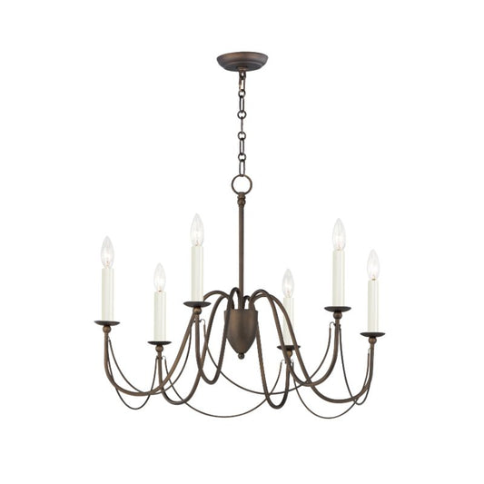Plumette 28" 6 Light Suspension Chandelier in Chestnut Bronze