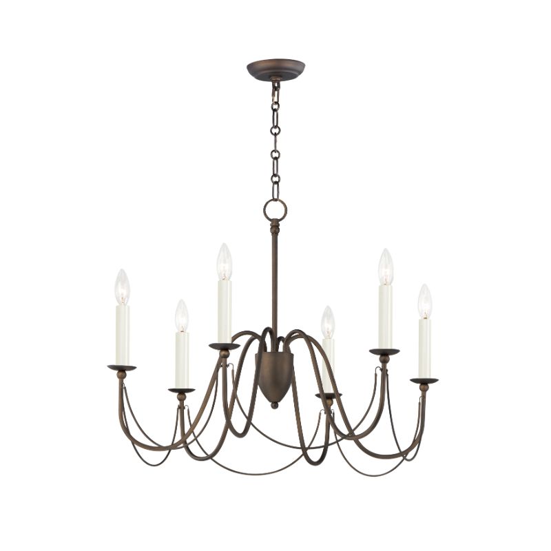 Plumette 28' 6 Light Suspension Chandelier in Chestnut Bronze