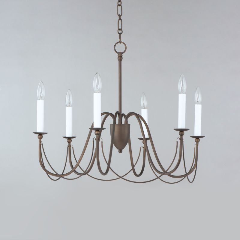 Plumette 28' 6 Light Suspension Chandelier in Chestnut Bronze