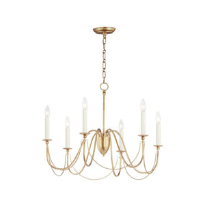 Plumette 28' 6 Light Suspension Chandelier in Gold Leaf