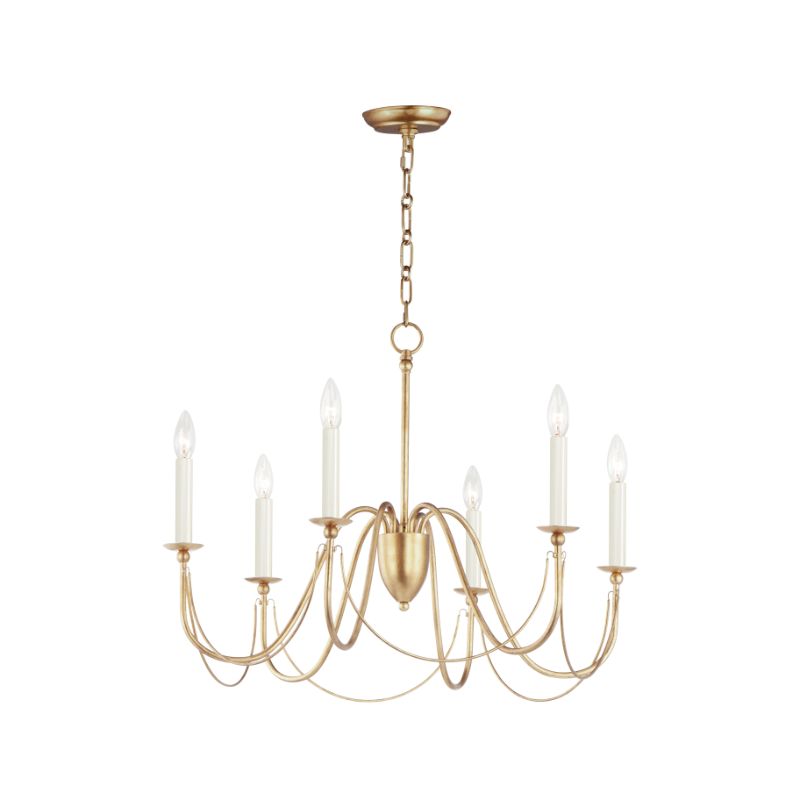 Plumette 28' 6 Light Suspension Chandelier in Gold Leaf
