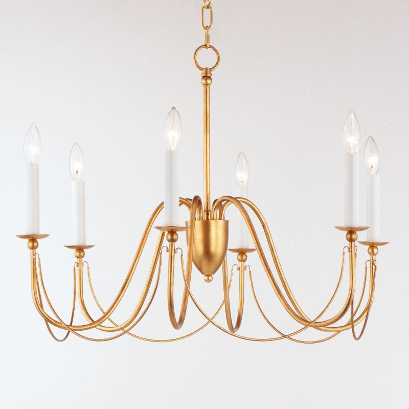 Plumette 28' 6 Light Suspension Chandelier in Gold Leaf