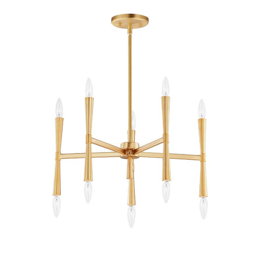 Rome 23.5" 10 Light Suspension Chandelier in Satin Brass