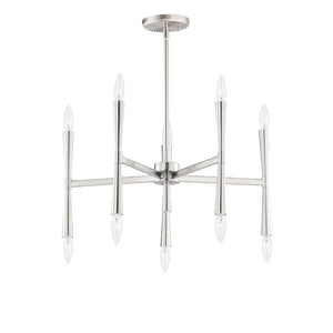 Rome 23.5' 10 Light Suspension Chandelier in Satin Nickel