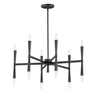 Rome 29.25' 12 Light Suspension Chandelier in Black
