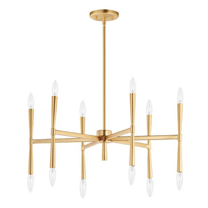 Rome 29.25' 12 Light Suspension Chandelier in Satin Brass