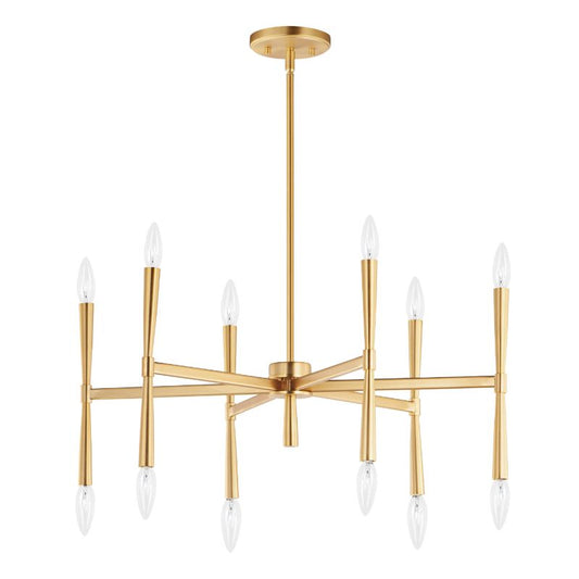 Rome 29.25" 12 Light Suspension Chandelier in Satin Brass