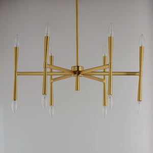 Rome 29.25' 12 Light Suspension Chandelier in Satin Brass