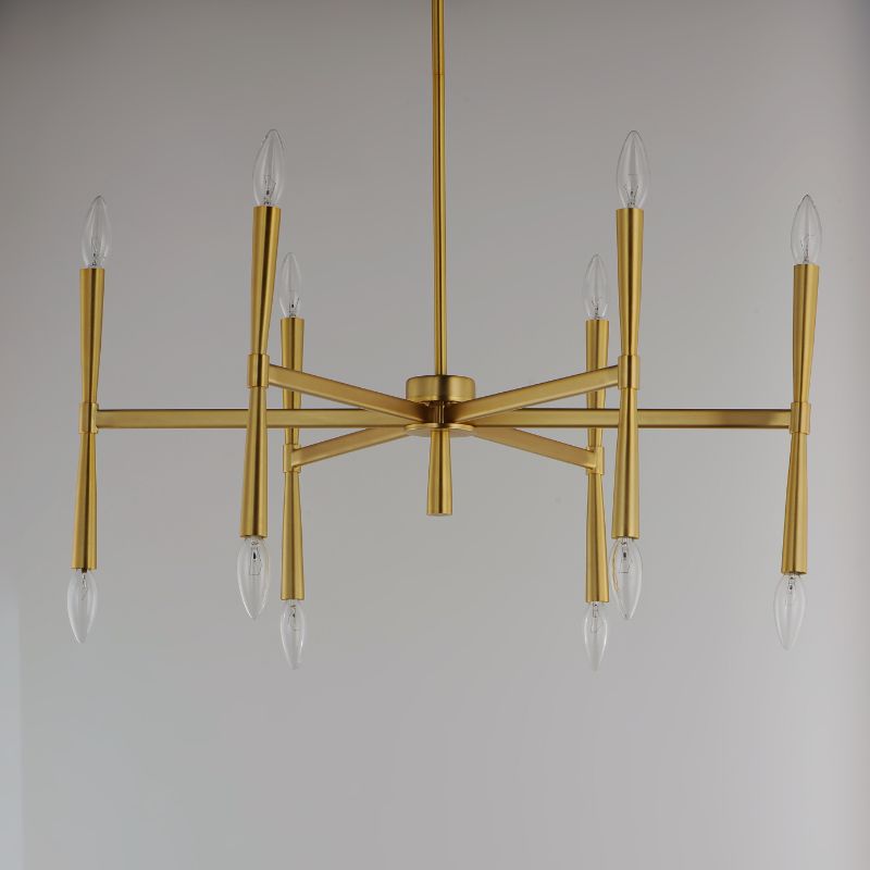 Rome 29.25' 12 Light Suspension Chandelier in Satin Brass
