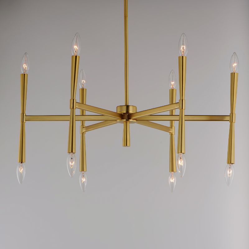 Rome 29.25' 12 Light Suspension Chandelier in Satin Brass