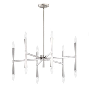 Rome 29.25' 12 Light Suspension Chandelier in Satin Nickel
