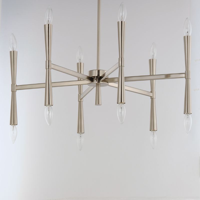 Rome 29.25' 12 Light Suspension Chandelier in Satin Nickel