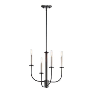 Wesley 16' 4 Light Multi-Tier Chandelier in Black and Satin Nickel