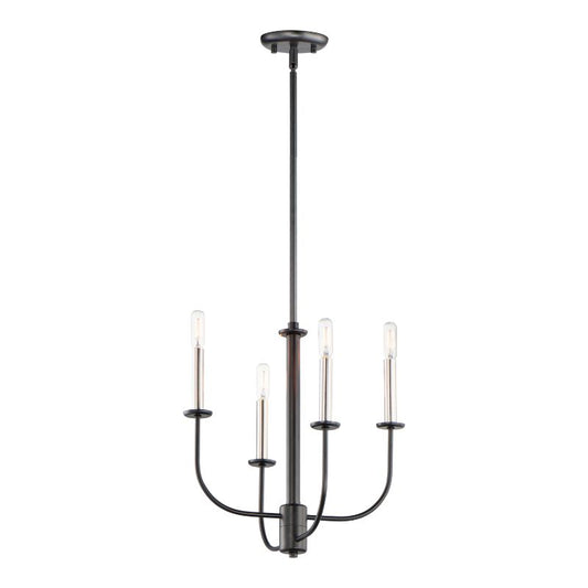 Wesley 16" 4 Light Multi-Tier Chandelier in Black and Satin Nickel