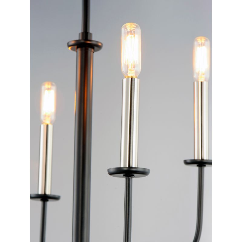 Wesley 16' 4 Light Multi-Tier Chandelier in Black and Satin Nickel