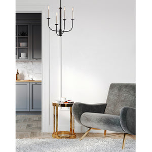 Wesley 16' 4 Light Multi-Tier Chandelier in Black and Satin Nickel
