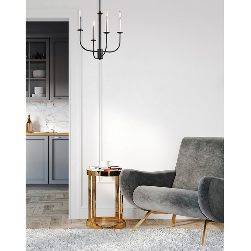 Wesley 16' 4 Light Multi-Tier Chandelier in Black and Satin Nickel
